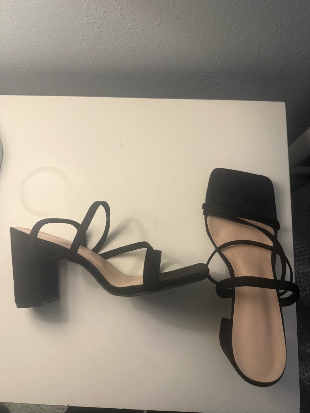Black Strappy Block Heel Sandals